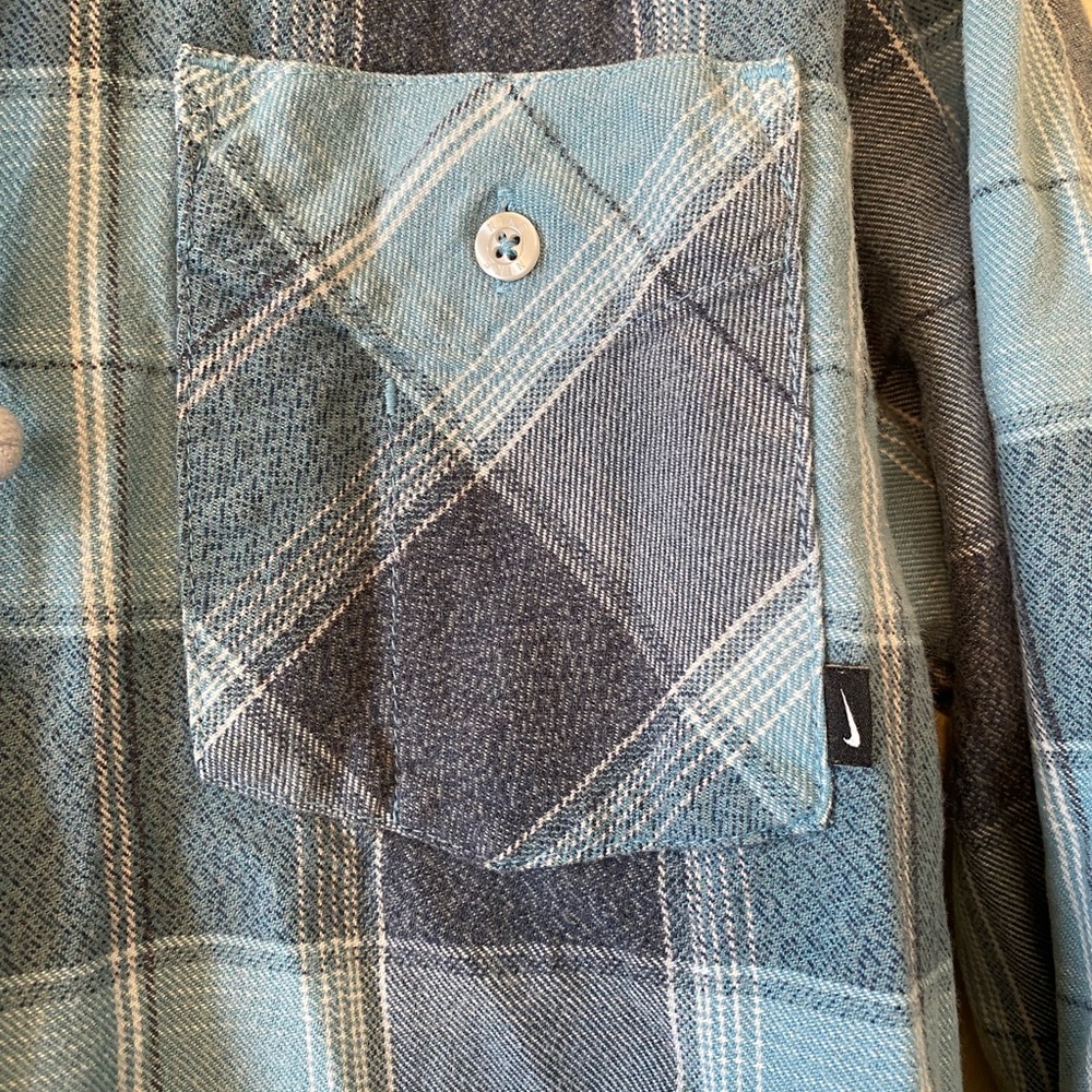 Nike Blue Plaid Hooded Shirt - Picture 5 of 5